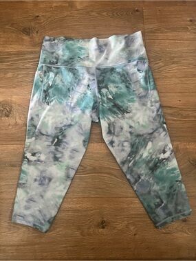 Athleta Tie-Dye Capri Leggings - Mint, Gray, Teal size 1x